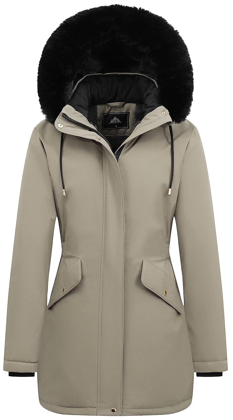 MOERDENG Women's Long Winter Down Coat Thicken Fleece Lined Parka Warm Puffer Jacket With Faux Fur Detachable Hood