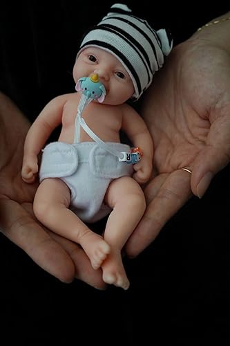 Muñeca Reborn de silicona de 7 pulgadas, muñeca pequeña realista de bebé recién nacida, de silicona, para alivio del estrés, hecha a mano (1