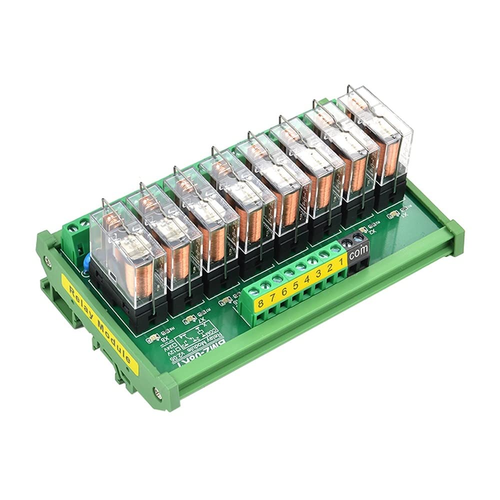 Módulo de relé, CC 24 V, módulo de relé extraíble aislado de 8 canales, módulo de relé optoacoplador, placa amplificadora de señal PLC, riel DIN de 35 mm