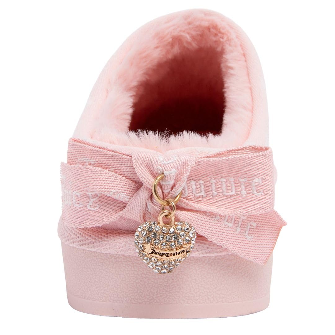 Juicy Couture Dulcet Damen-Clog-Hausschuhe, Plüsch-Kunstfell, gefüttert, mit Memory-Schaum-Kissen, gemütliches Obermaterial aus Mikro-Wildleder, für drinnen und draußen
