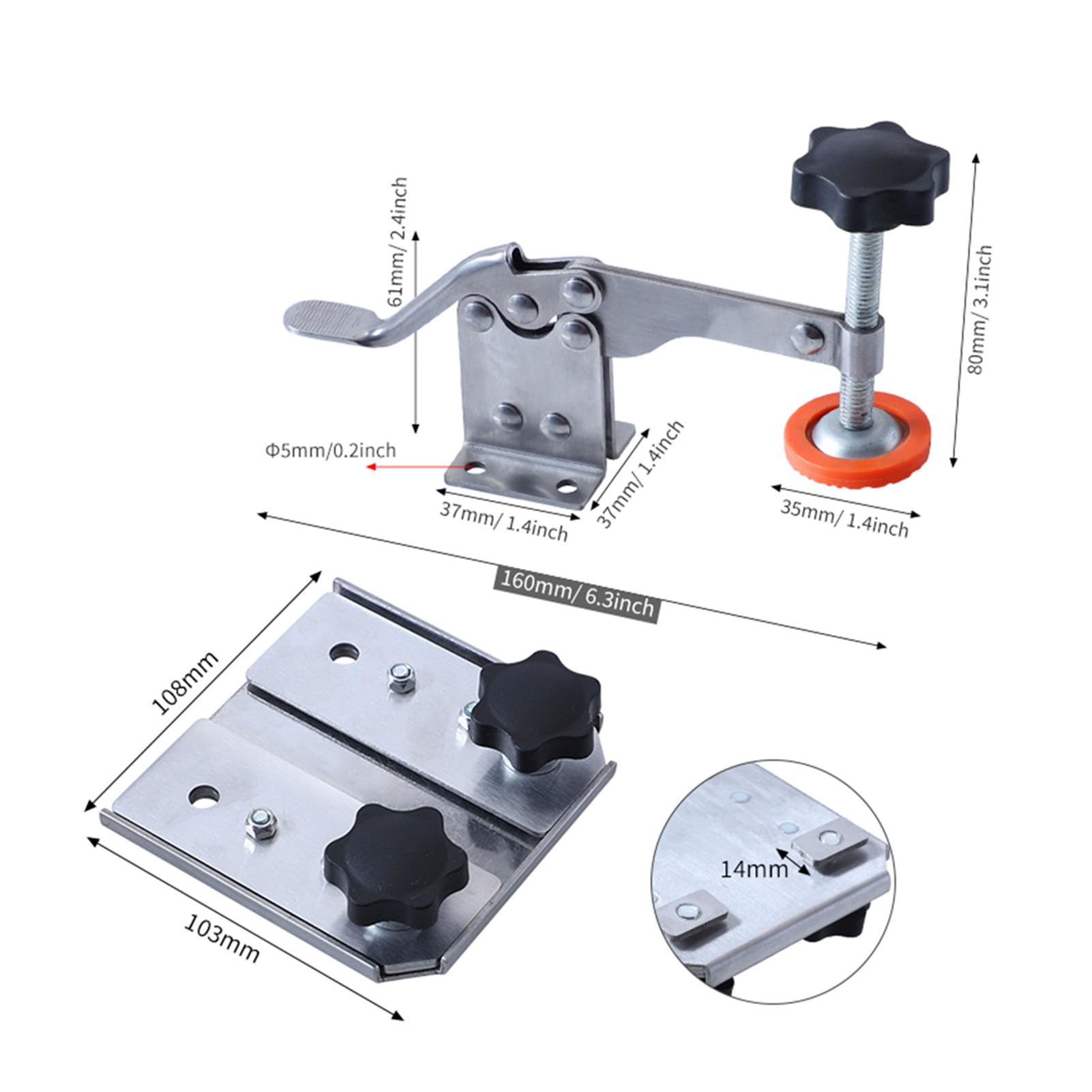 Yomiyuyr Toggle Clamps, Stainless Steel Woodworking Quick Clamp with Non Slip Rubber - for DIY Projects and Professional Woodworkers