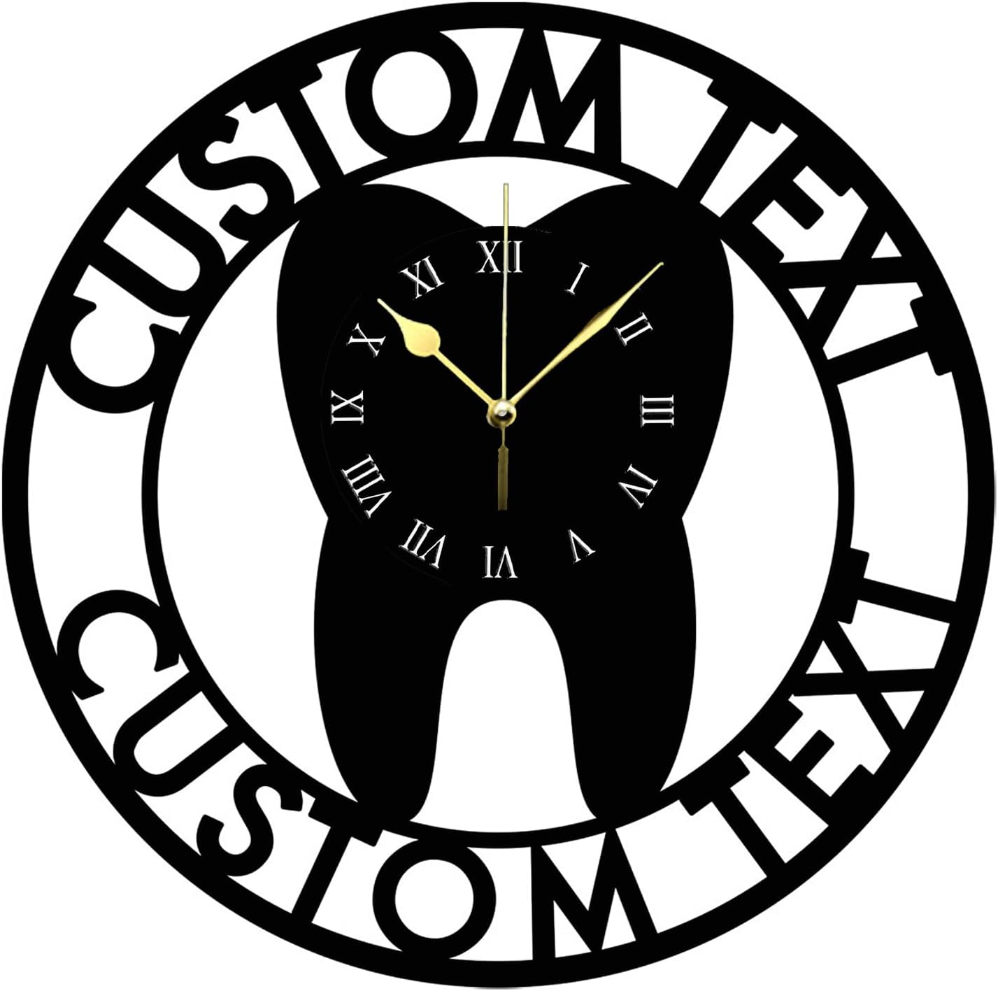Custom Teeth Metal Wall Clock Personalized Dental Office Decor Art, Unique Dentist Gift for Clinic, Home or Kitchen,Tooth Metal Wall Clock for Dentist Dental Clinic Wall Art (Style 1)
