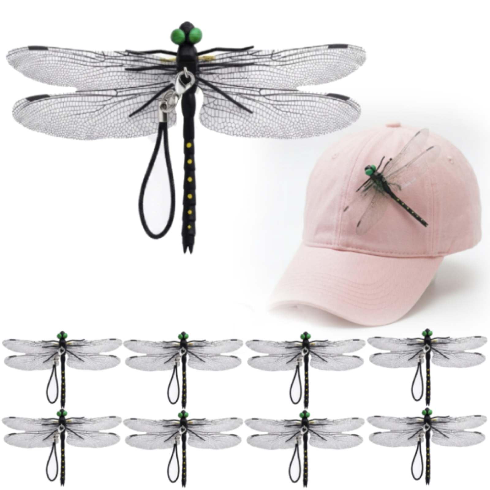 8 Pack Dragonfly Clip Bug Repellent, 3D Fake Dragon Flies with Clip to Keep Bug Away, Dragon Fly Clips for Bugs Repellent Decor, Decoy Clips for Garden Yard Patio Decorative Outdoor