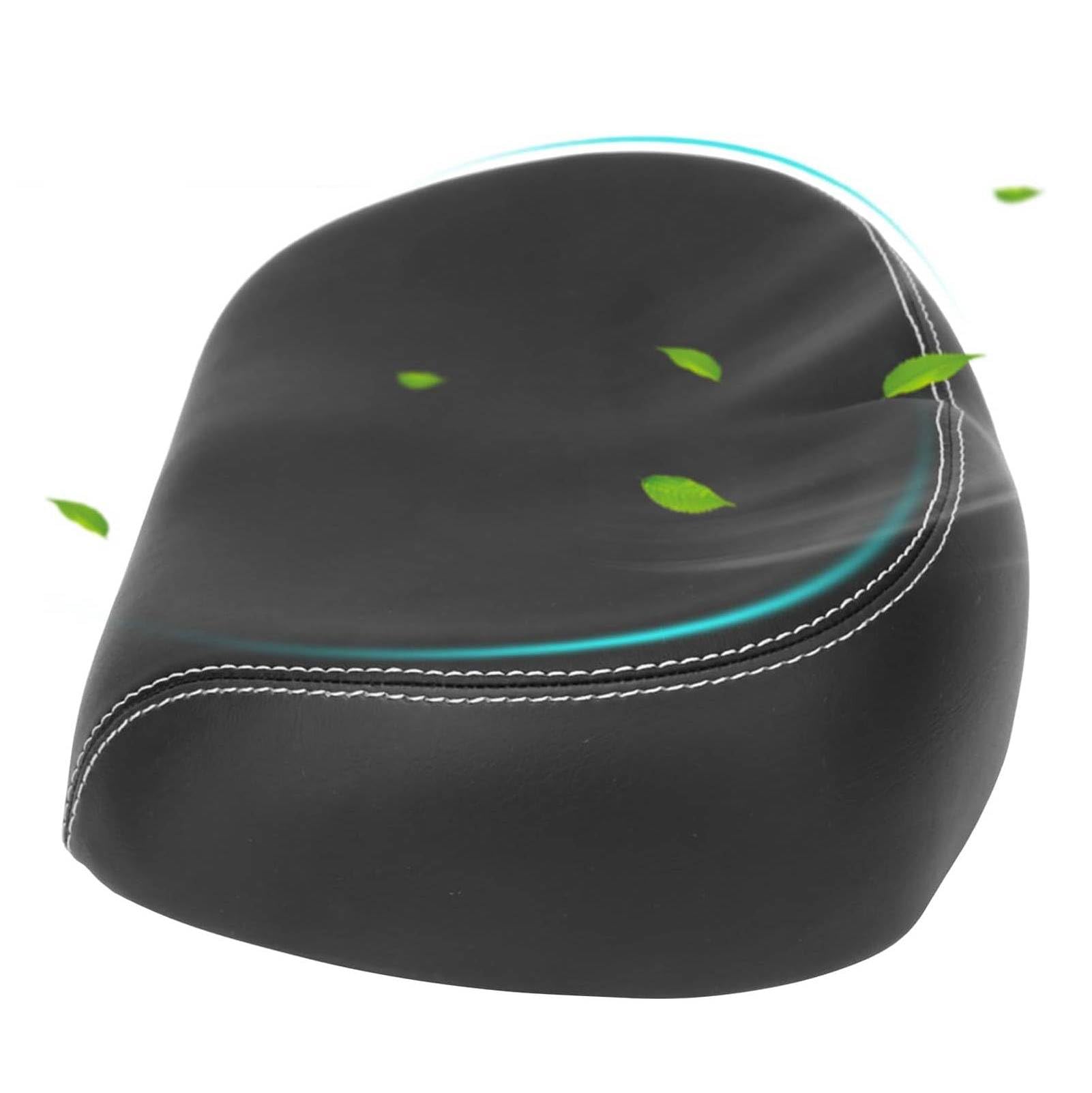 Sillín De Bicicleta, Asiento De Bicicleta Ancho Asiento De Bicicleta De Cuero PU Asiento De Bicicleta Cómodo De Gran Tamaño Asiento De Bicicleta Con Cojín De Espuma De Repuesto Para Hombres Y Mujeres