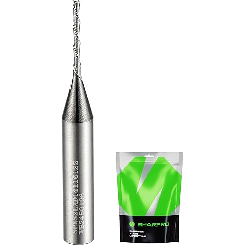 1/16 Downcut Router Bit 1/4 Inch Shank, Spiral CNC Router Bits, Carbide Down Cut End Mill for Woodworking, Engraving, Mortise, Plywood and Acrylic