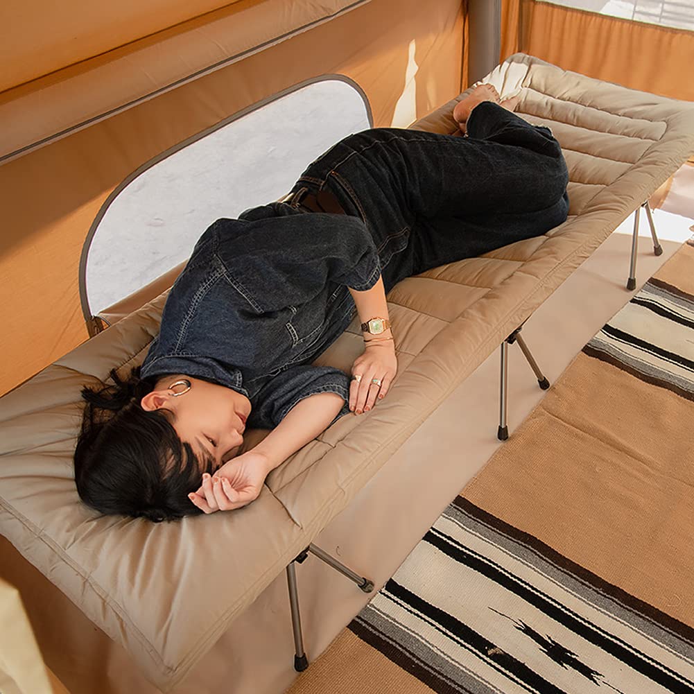 Lettino da Campeggio Leggero con materassino in Cotone, Lettino da Campeggio Pieghevole Portatile con Materasso per Dormire e telai Letto in Lega di Alluminio per Viaggi all'aperto