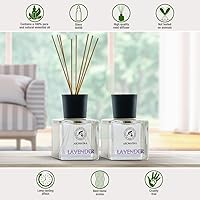 Vista 4 de Juego de difusor de varillas de lavanda con aceite esencial de lavanda, 3.4 onzas líquidas, 2 x 1.7 fl oz, difusores perfumados, difusor de varillas