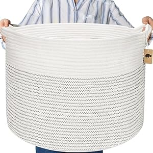 Little Hippo Baskets XXXL Large Cotton Rope 22x22x14 Storage Woven Blanket Living Room Toy Basket for Organizing Baby Gift Kids Organizer