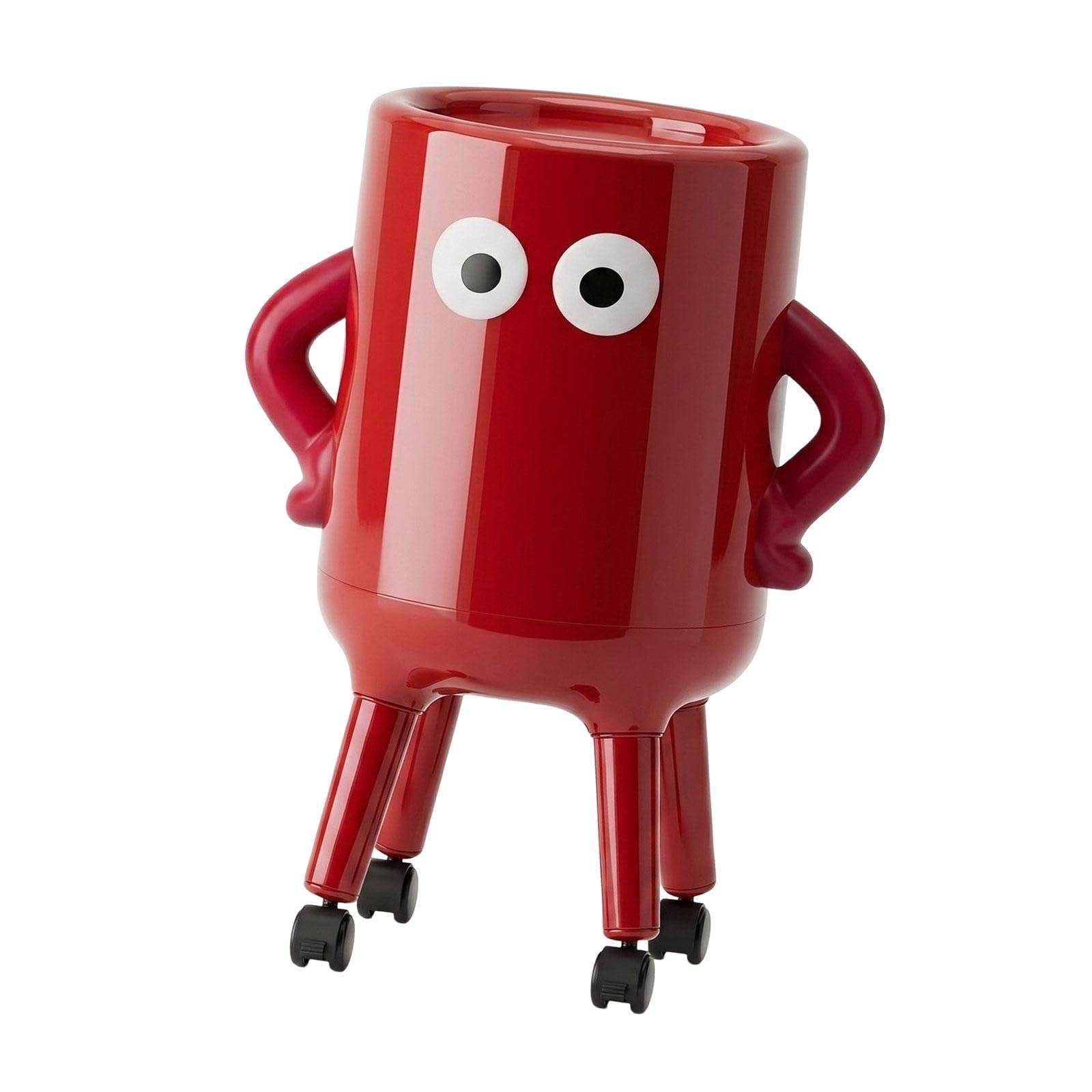 Baoblaze Cestino da Cucina con Ruote, Contenitore per Rifiuti | Design Creativo e alla Moda, Cestino Decorativo per Bagno, Ufficio, Cucina, Appartamento, Rosso