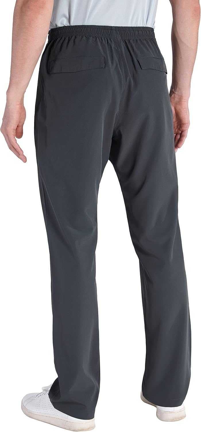 clothin Men's Lightweight Elastic Waist Pants Drawstring Athletic Sweatpants with Zipper Pockets for Hiking Casual Travel - Image 2