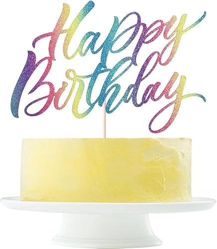 Decoración de pastel de cumpleaños con purpurina dorada, decoración de pastel de feliz cumpleaños, adecuada para decoración de fiesta para