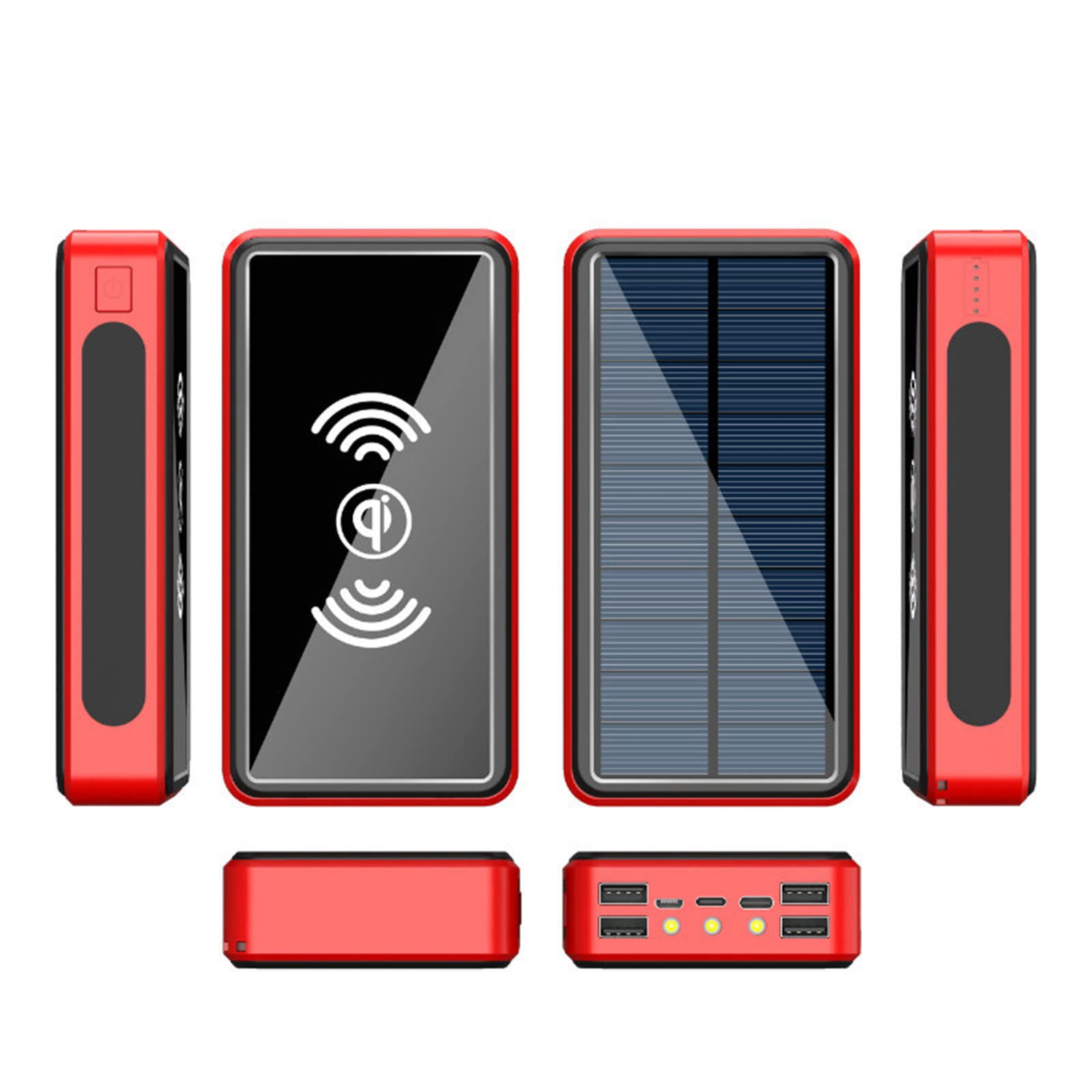 Portable Charger Powerbank 100000mAh LCD Screen with Full Mirror Display Powerbanks Fast Charging Phone Charger Powerbank 4 Outputs and Flashlight External Battery, Black