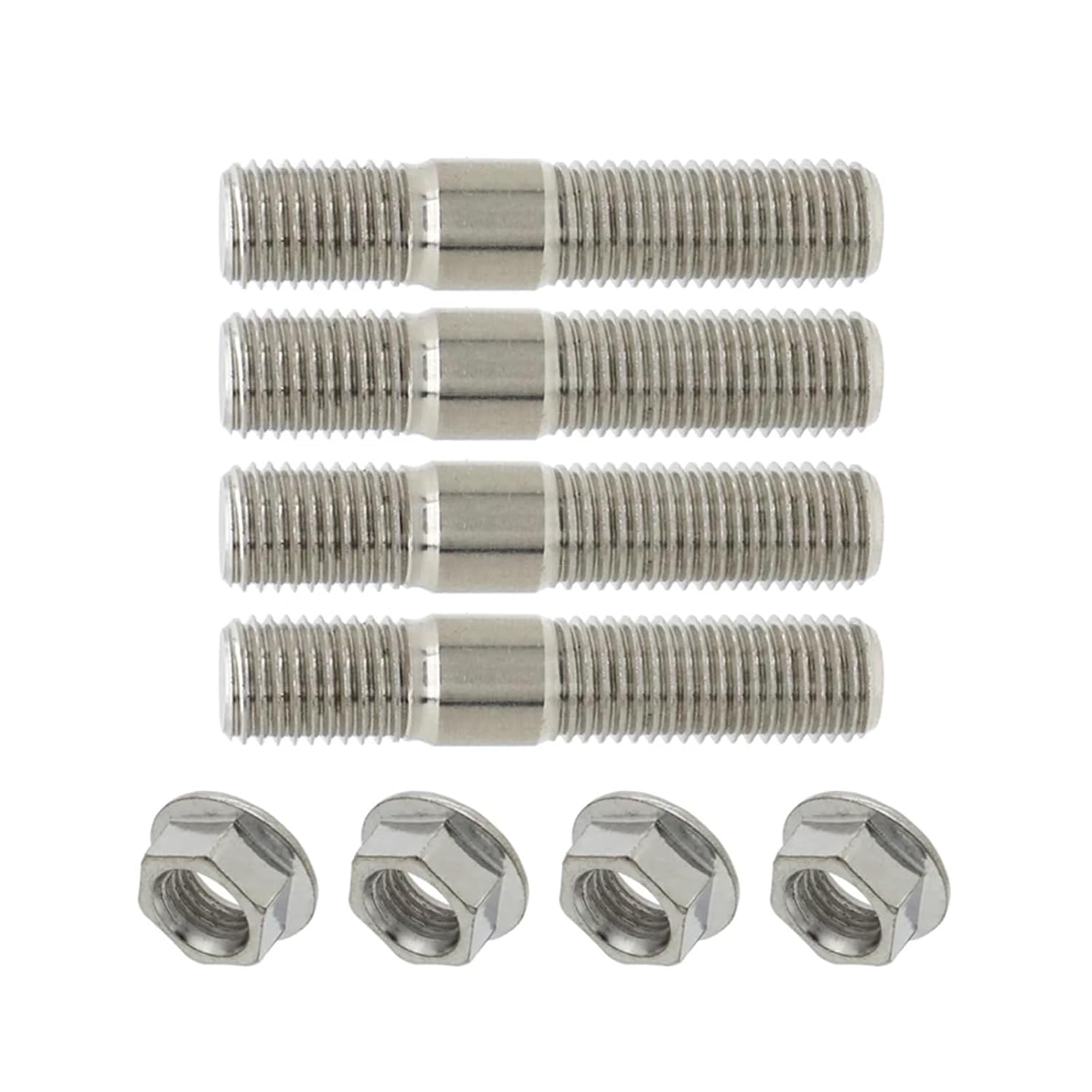 10mm Exhaust Stud and Serrated Nut M10x1.25 Manifold Flange Stud Bolt Nut Screw Stainless Steel(8sets)