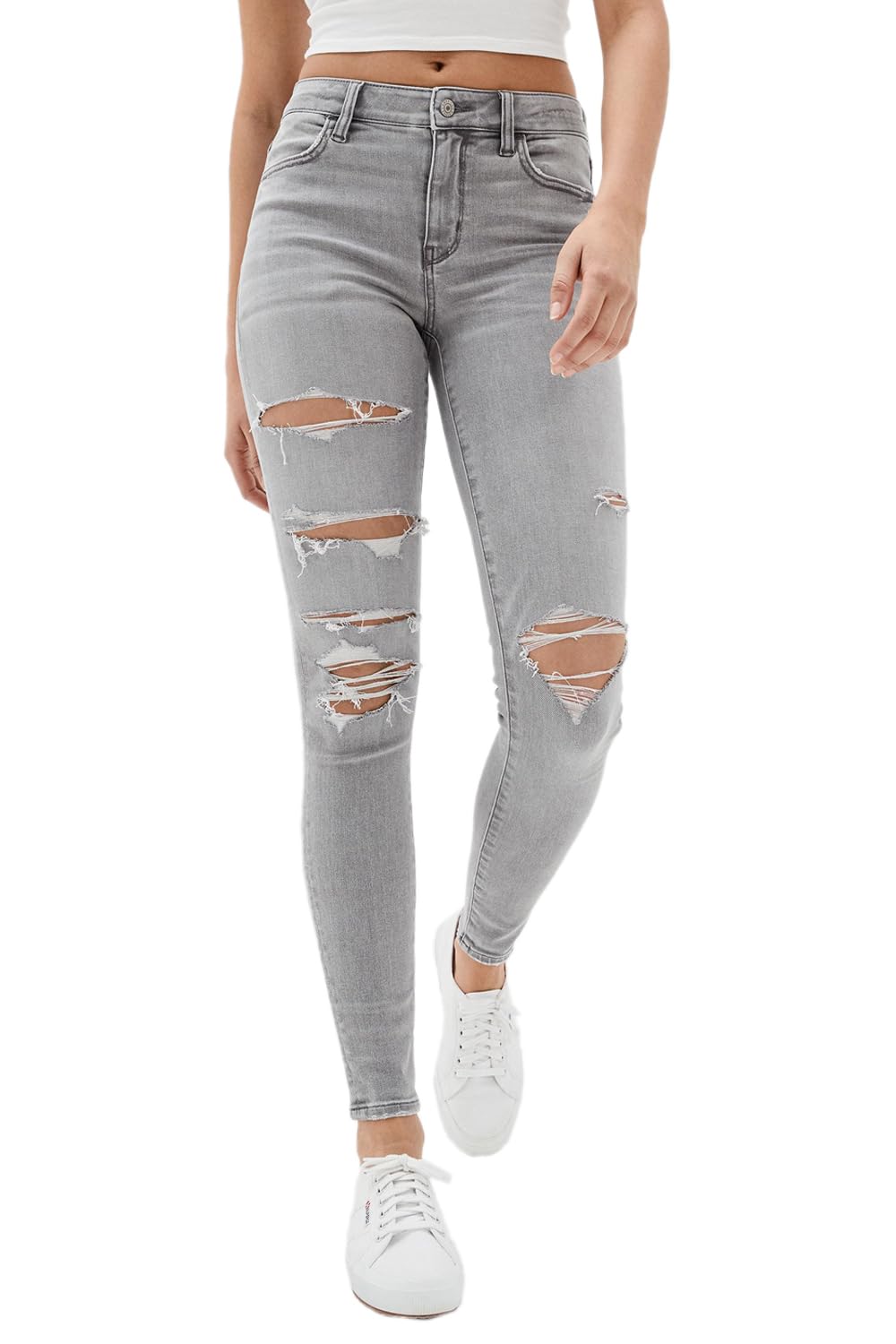 american eagle Women Grey Ne(x) t Level Ripped High-Waisted Jegging-picture-12