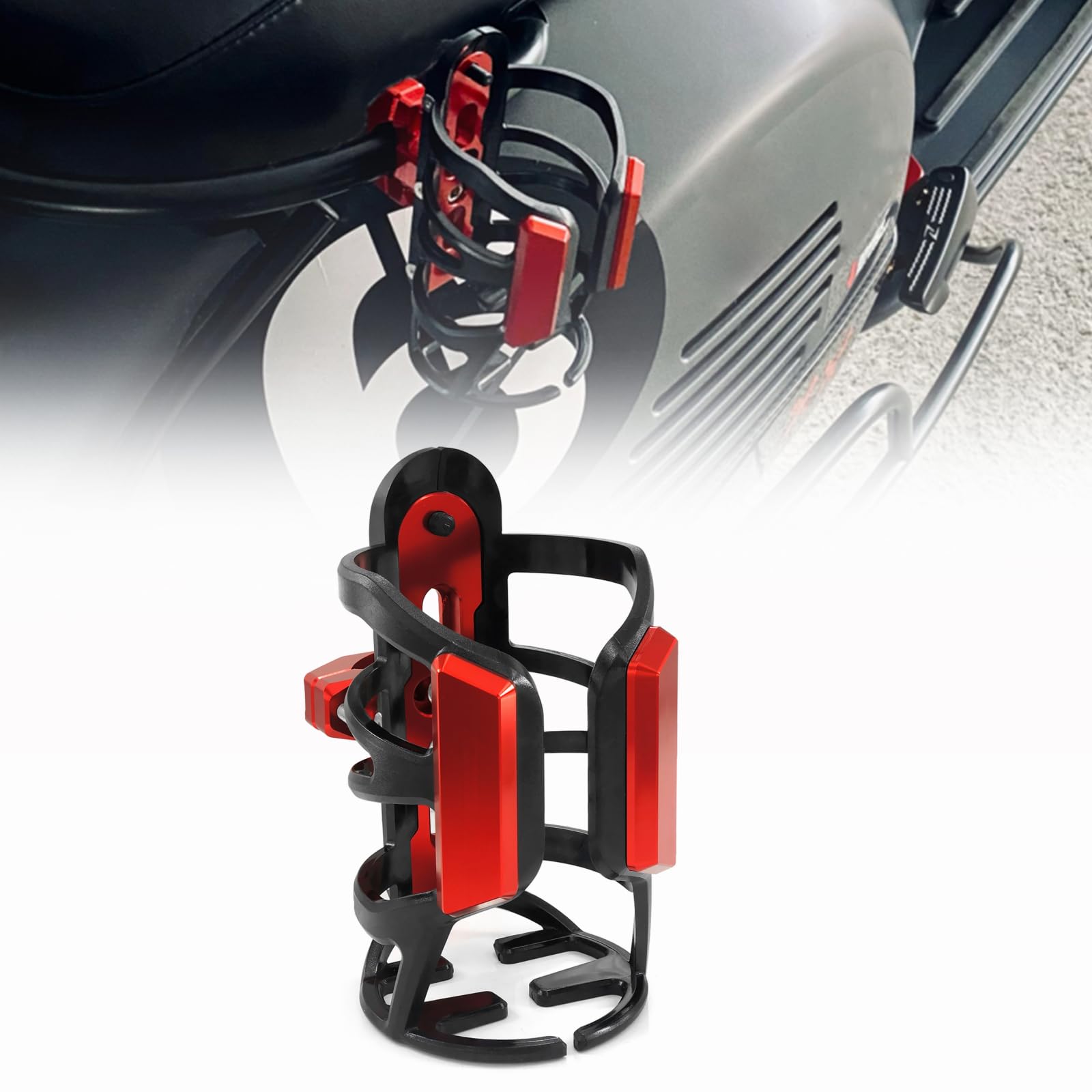 portaborraccia Per moto portaborraccia alluminio universale Per moto bicicletta MTB ATV barca scooter bici da strada telaio manubrio portabevande (Red)