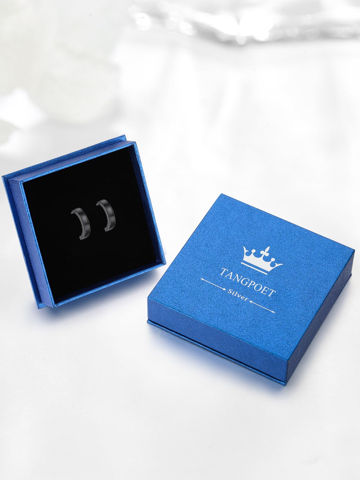 TANGPOET Unisex Creolen für Herren 925 Sterling Silber Breit Herren Ohrringe Damen Klapp Creolen Ohrschmuck Weihnachten Geschenk für Frauen Männer