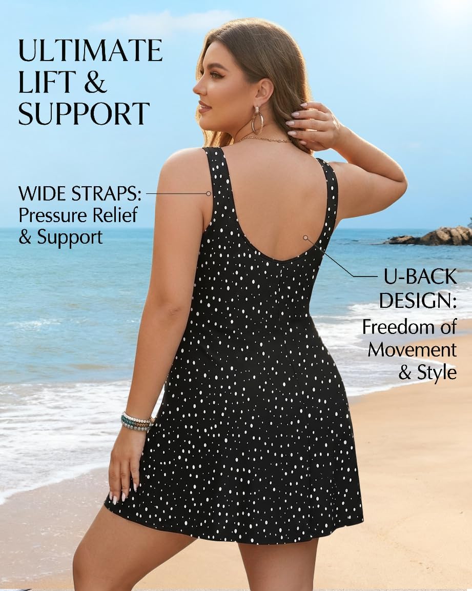 Yonique Plus Size Swim Dress - One Piece Swimsuit for Women Tummy Control Bathing Suit Modest Skirted Swimwear 2026
