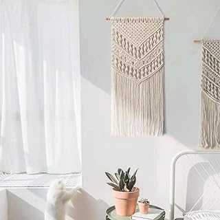 Jolitac Makramee Wandbehang Gewebt Dekoration Wandteppich Böhmische Wanddeko Türvorhang aus Baumwolle Handgefertiges Textil Kunst Deko für Wohnung Schlafzimmer Wohnzimmer Küche (Vorhang)