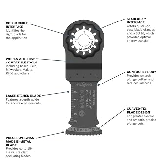 BOSCH OSL114F 1-1/4 in. Oscillating Multi-Tool Bi-Metal Plunge Cut Blade