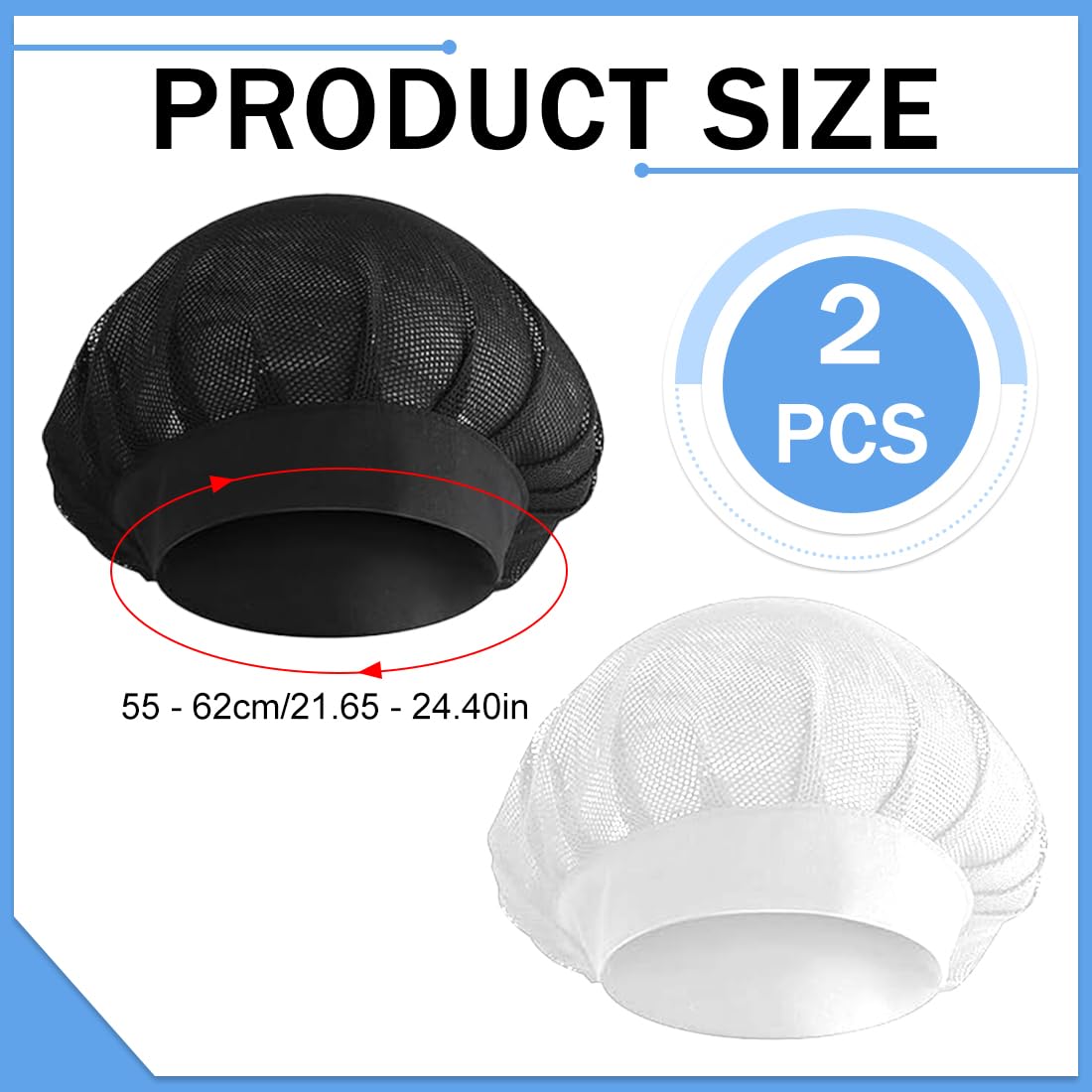 Cappello da Cuoco 4 PCS Cuffia Cucina Regolabile Retina per Capelli Riutilizzabile Berretto Ristorante Bianco e Nero