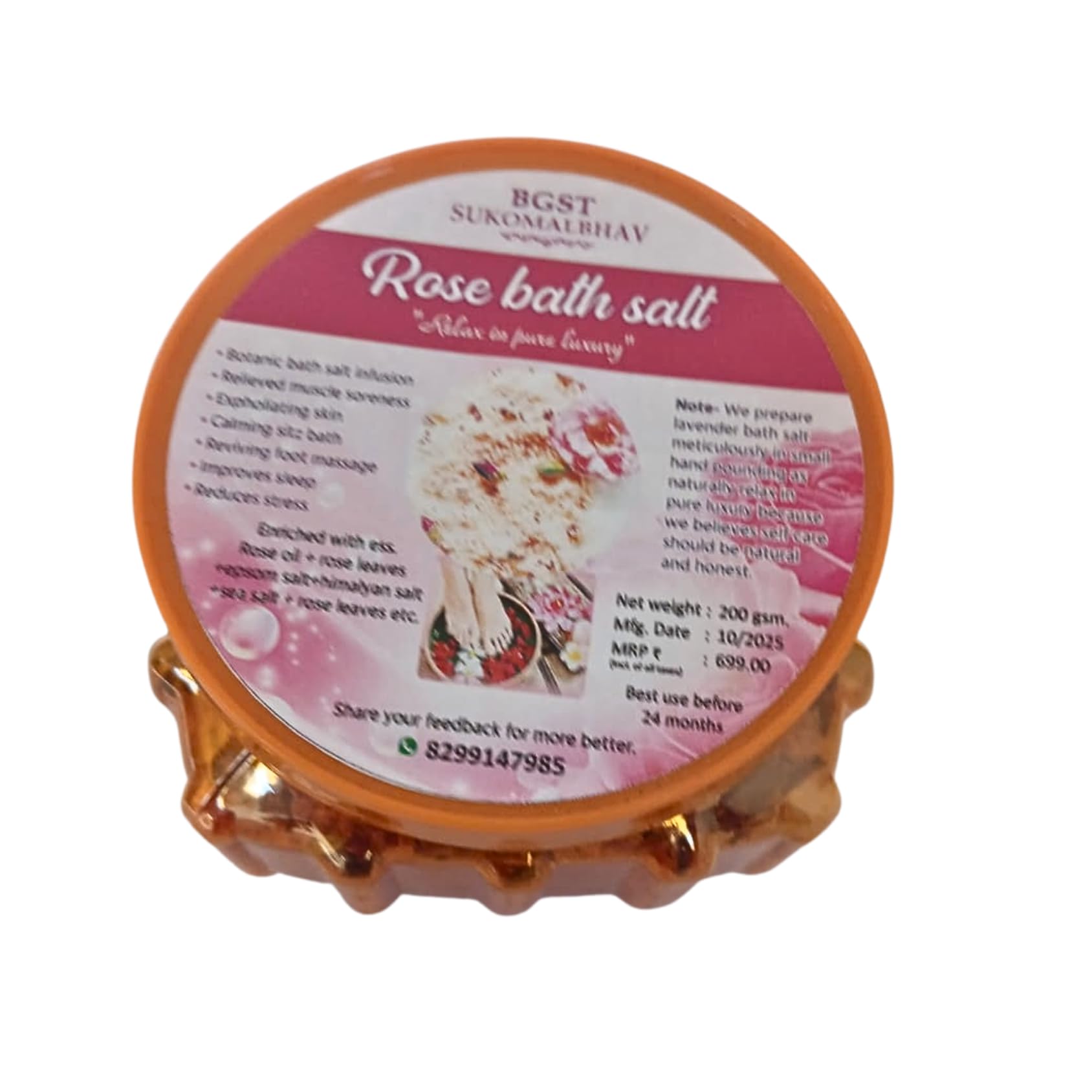 BGST Sukomalbhav Rose Bath Salt – 200g | Relaxing & Exfoliating Botanical Bath Salt with Oil, Epsom Salt & Petals | Stress Relief & Skin Care-image-31