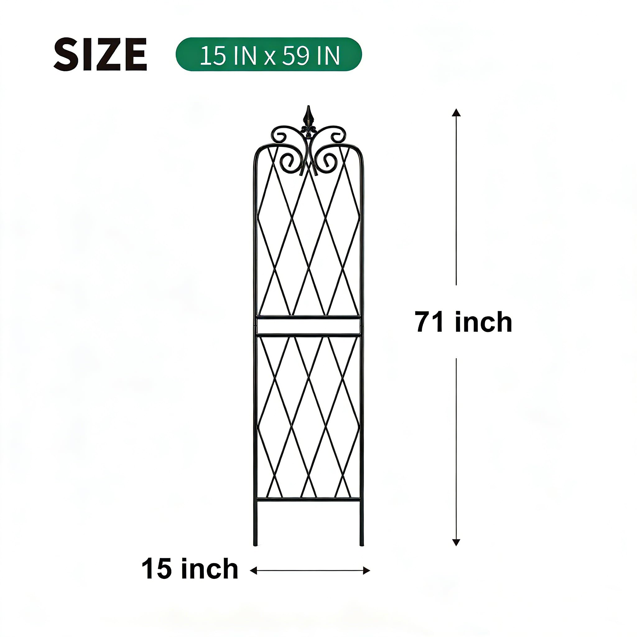 2 Pack 71" H x15 W Trellis,Black Garden Trellis for Climbing Plants Outdoor Metal Frame Sturdy Trellises for Rose