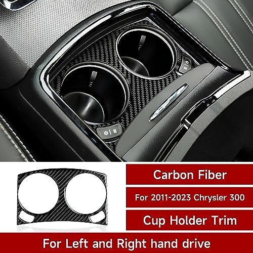 Image of Car Front Water Cup Holder Decor Decals for 2011-2023 Chrysler 300 / 300C / 300S / Limited /Touring /Base Accessories Carbon Fiber Stickers
