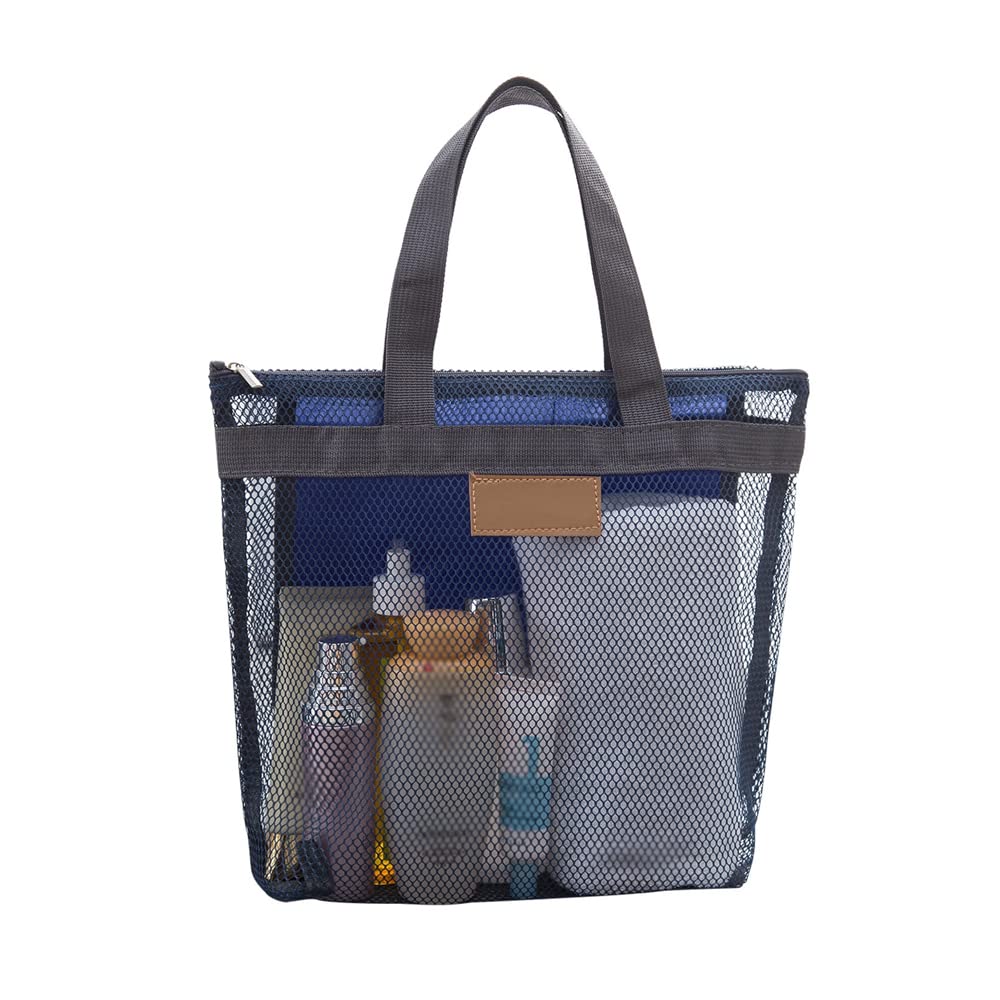 Pebipoo Mesh Shower Caddy Bag Quick Dry Portable Tote Bag with Zipper and Inner Pocket Lightweight Bath Organizer
