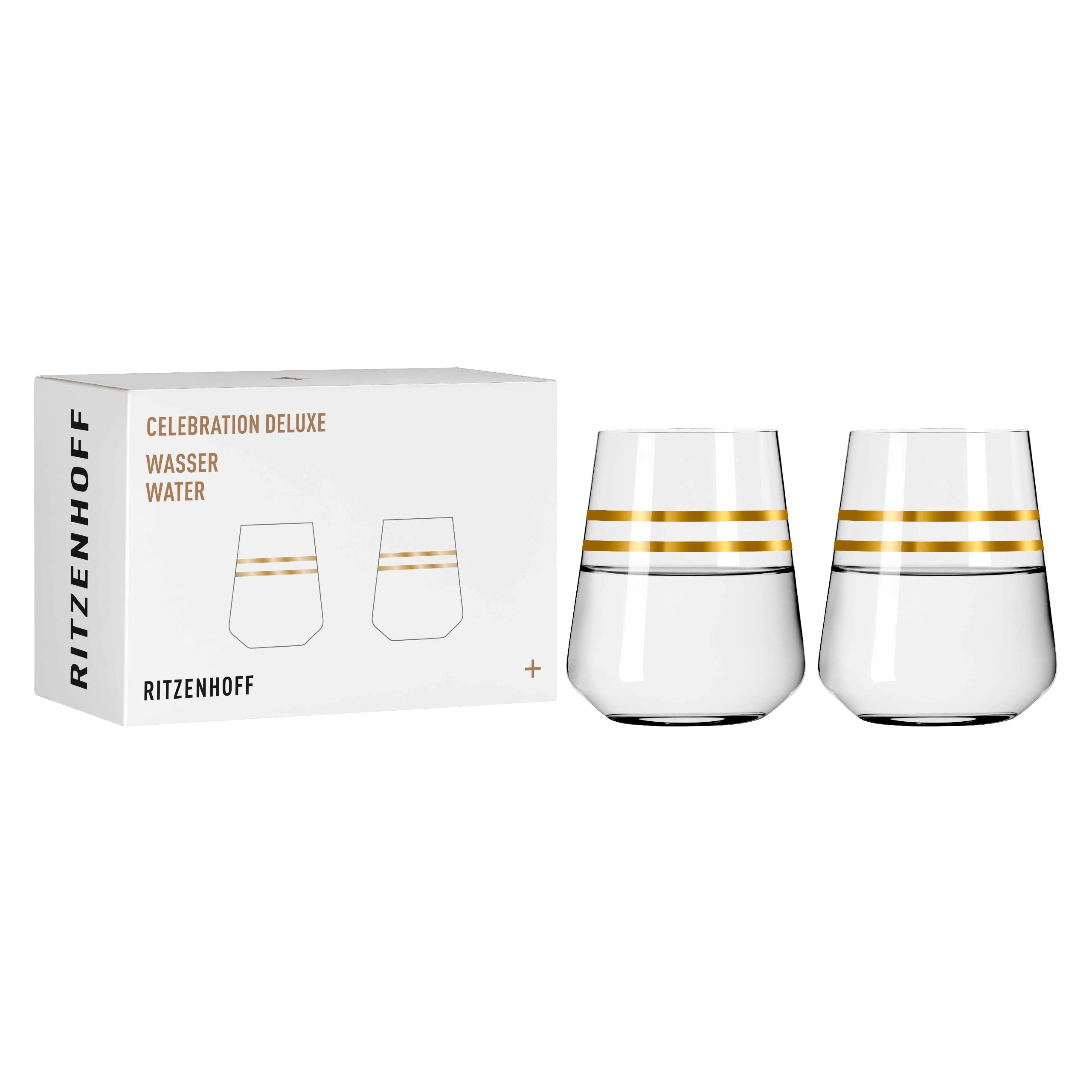 Ritzenhoff Celebration Deluxe Series 6141003 Water Glass 400 ml Set of 2 with Real Gold Made in Germany