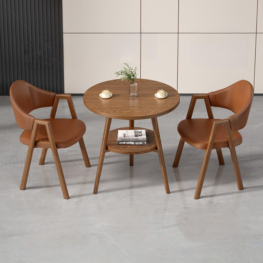 Round Reception Desk and Chair Set, Office Conference Table &amp; Chairs, Business Coffee Dining Table Set for Small Space Reception Room, Lounge, Conference Room