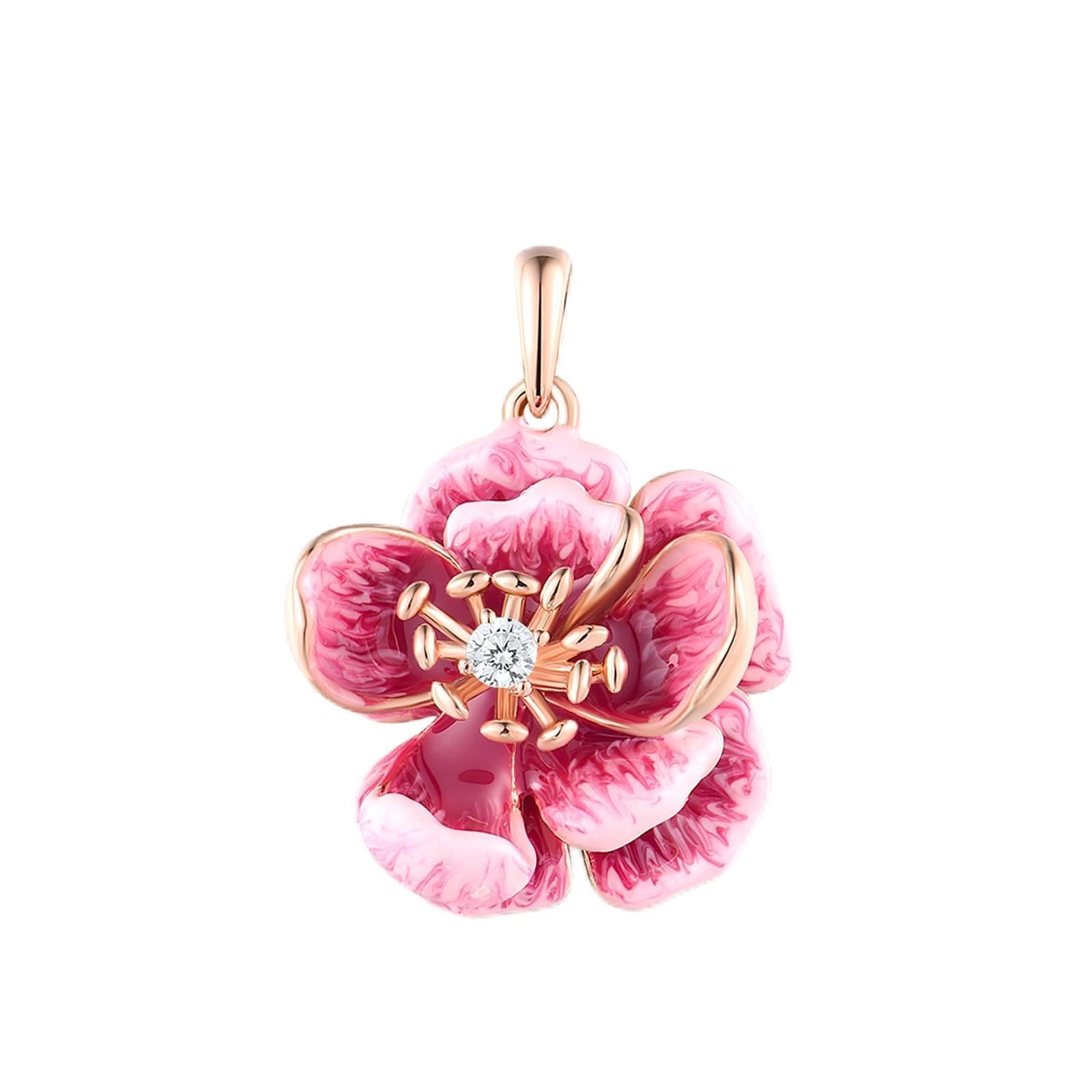Santuzza 925 Sterling Silver Handmade Enamel Flower Pendant