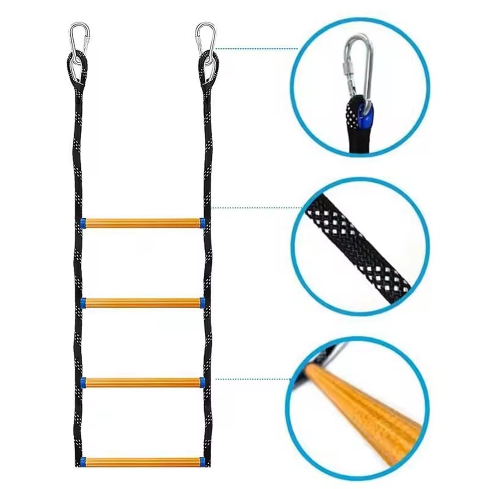 Boat Rope Ladder Scaletta Portatile for Barca, Pieghevole, a 4 gradini, con Corda l'imbarco
