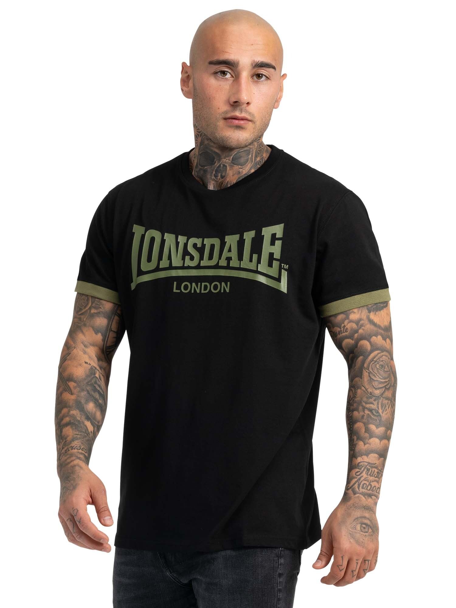 Lonsdale Men's Townhead T-Shirt, Black/Olive, XXL