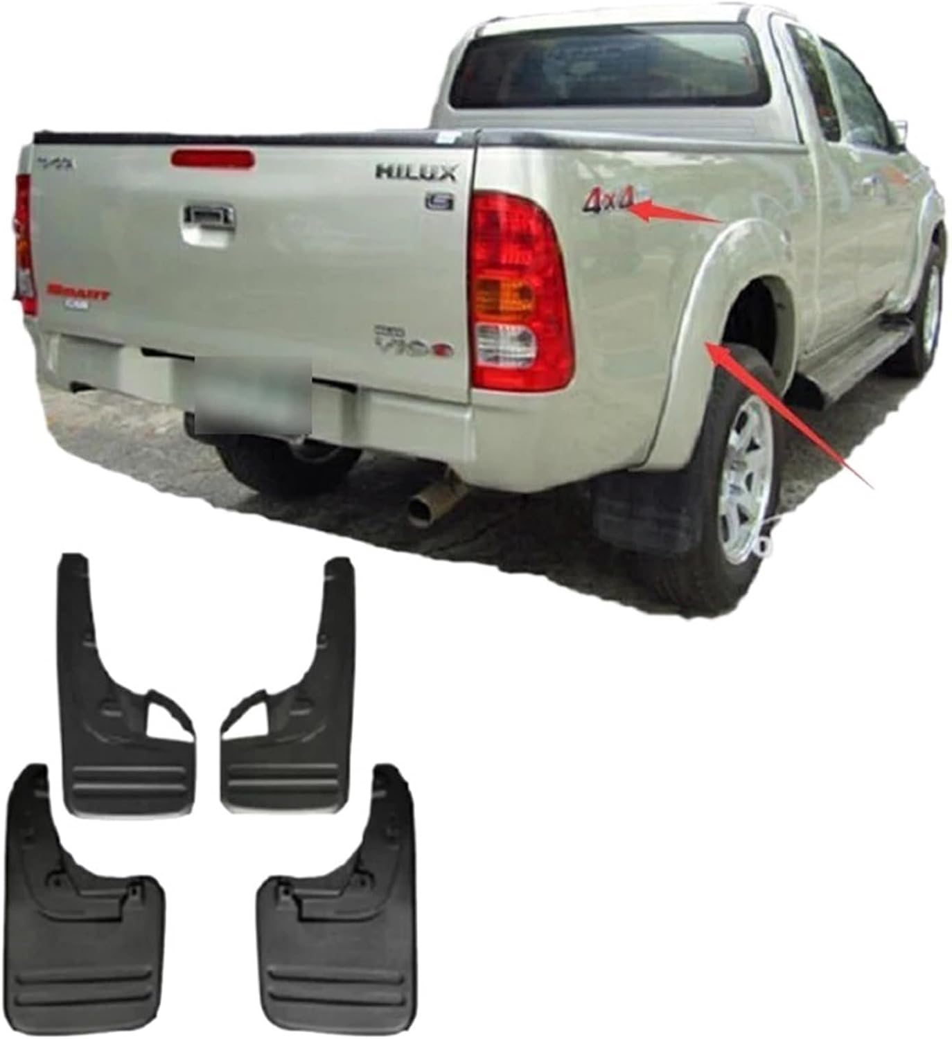 4Pcs Mud Flaps Splash Guards Compatible with Toyota Hilux Vigo 2005-2020 Front and Rear Mudguards Fender Accessories(2drive Vehicle 05-13)