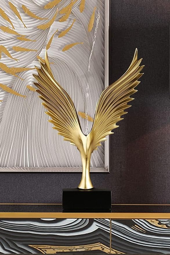 Image of Resin Eagle Wing Figurines Sculptures Home Decor Showpiece Feng Shui Vastu Eagle Wing Statue for Home Decor Showpiece (Multicolor) (Gold)