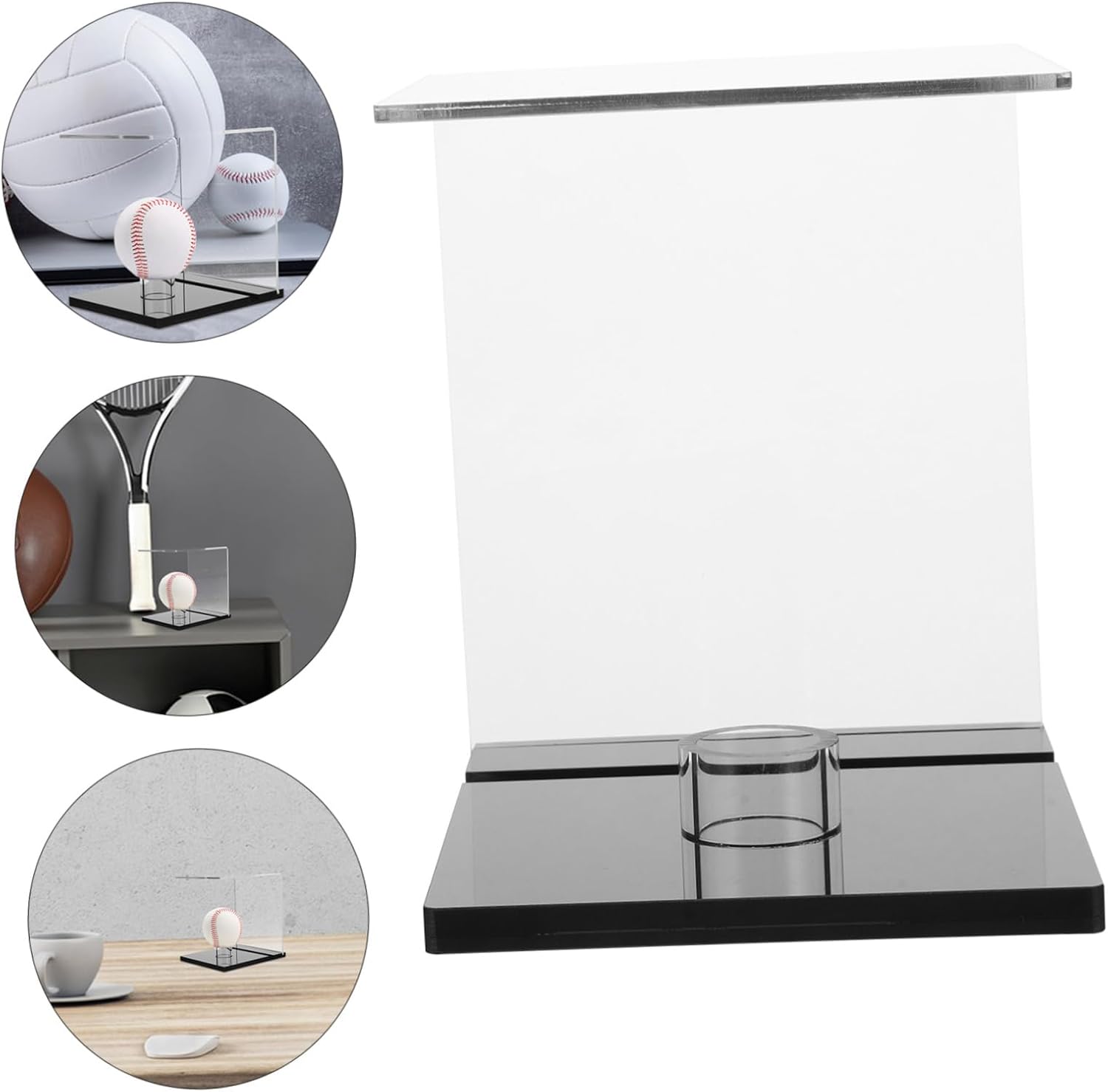 2pcs Clear Acrylic Display Case Base for Baseball and Softball Memorabilia Transparent Holder for Autographed Sports Collectibles Showcase