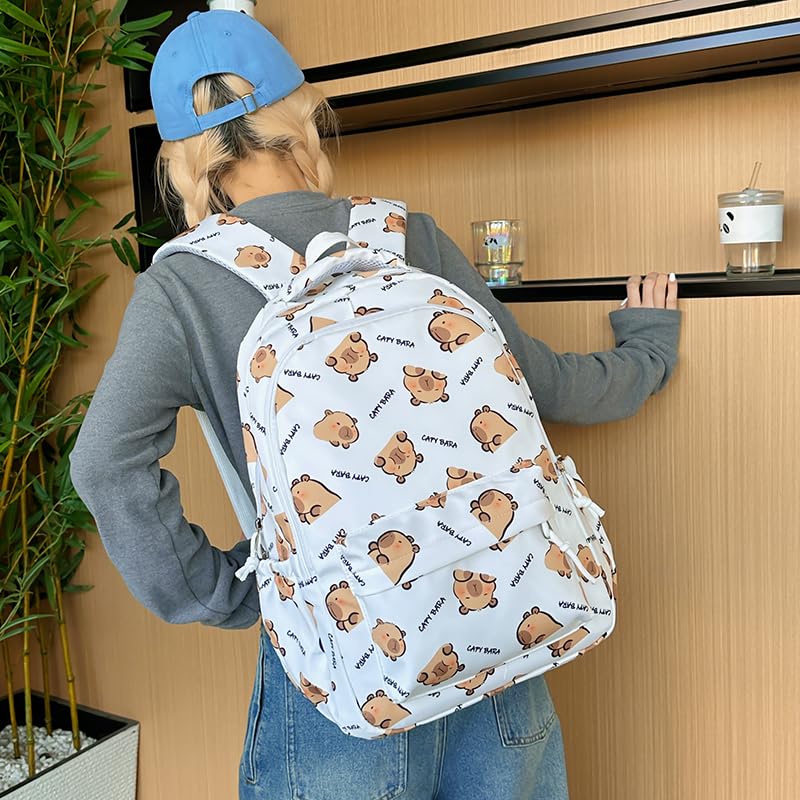 Capybara Backpack,Kawaii Kapibara Backpacks Laptop Bag Funny Cartoon Flip Backpack Ita Purse Going Out Travel Bag (Brown)2