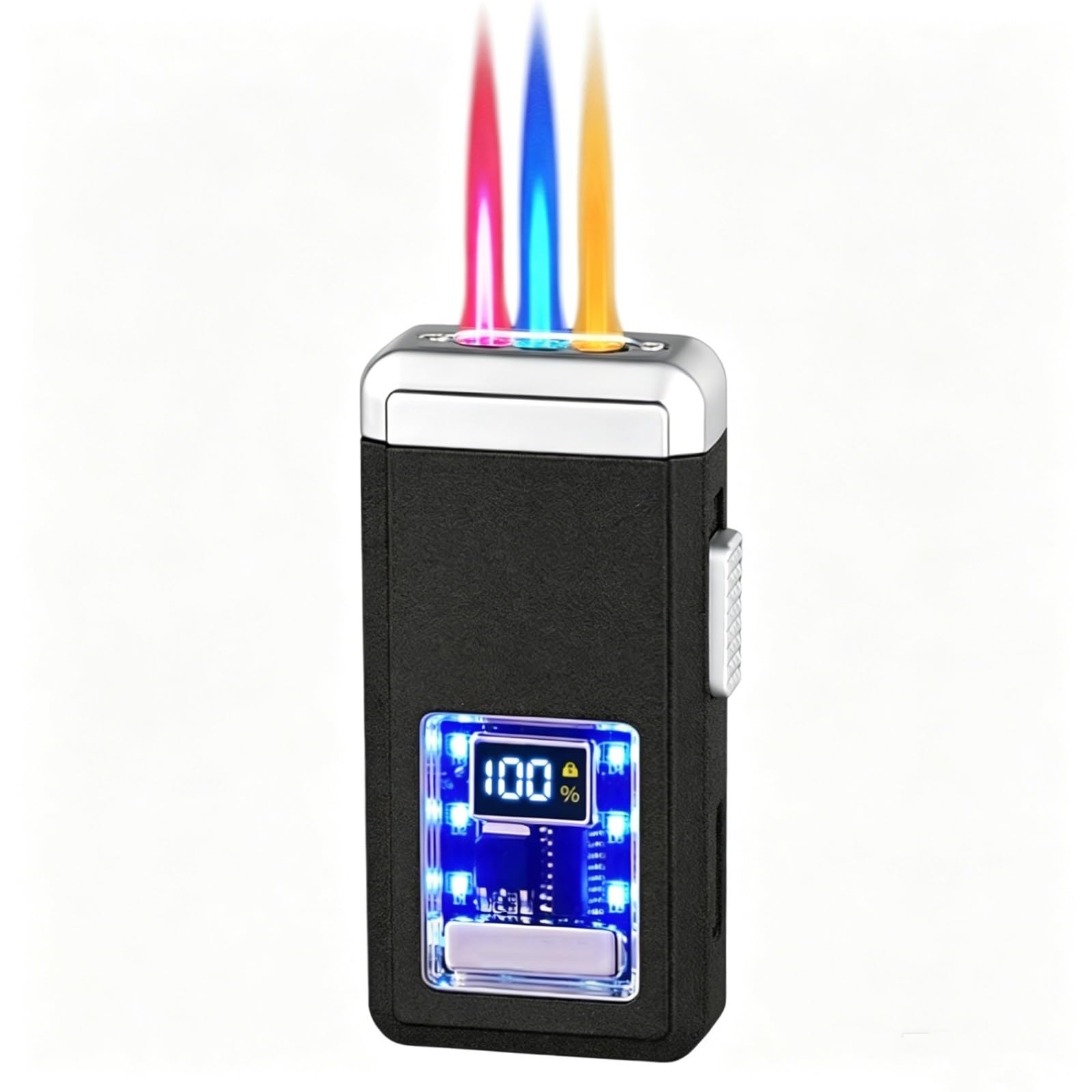 Briquet à flamme tricolore intelligent en métal à commande vocale pour hommes