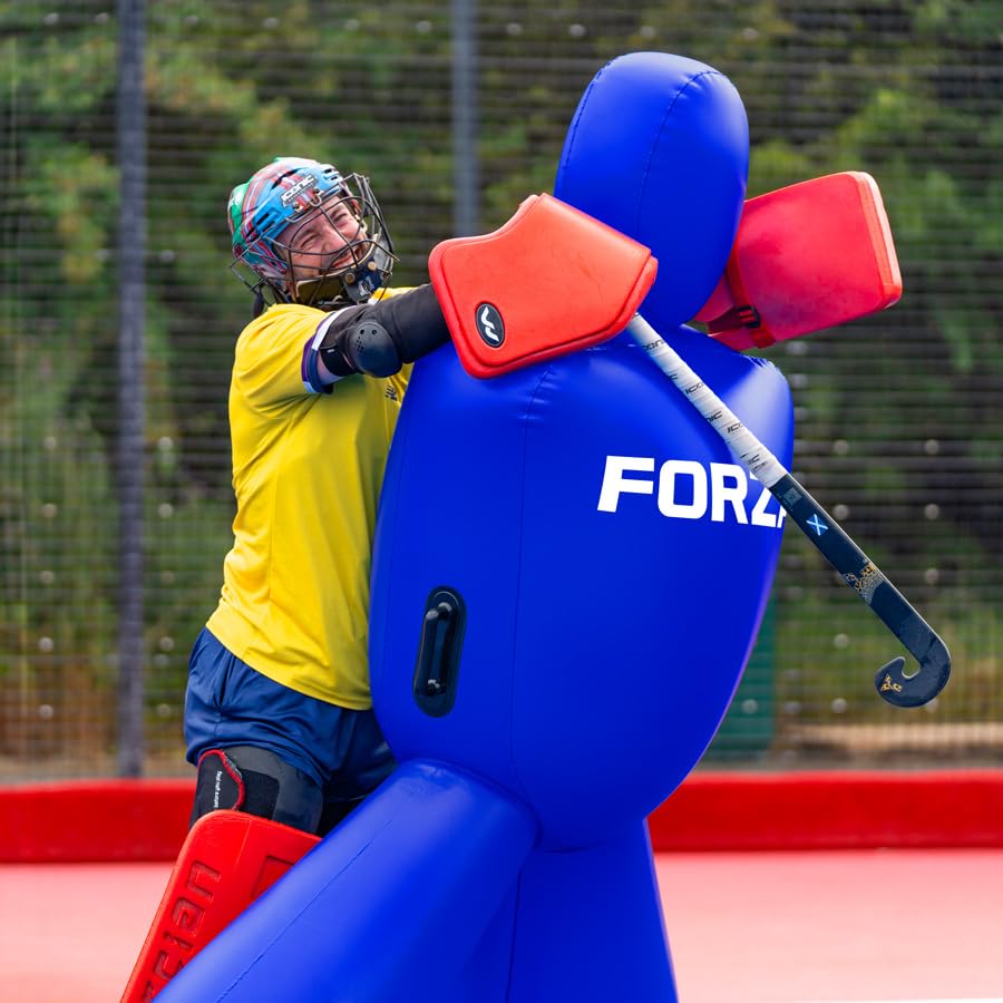 FORZA Hockey Giant Goalkeeper Mannequin – Inflatable Training Dummy for Field Hockey Drills (Without Pump, Blue, Without Carry Bag)