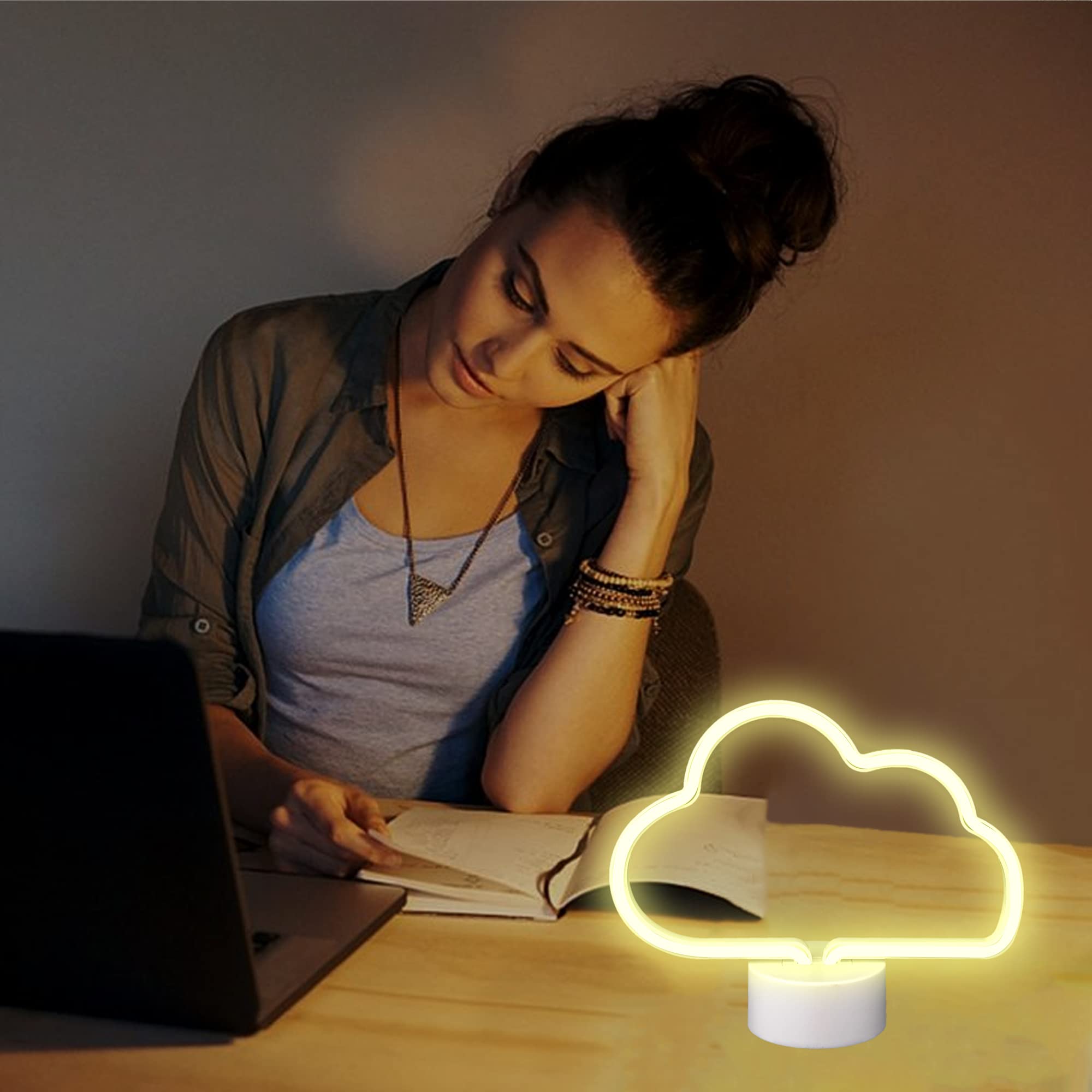 BringLuck2U luci al neon, Nuvola Insegna al neon Decorazione da parete a LED USB/Luce notturna a batteria per Natale Regalo di compleanno Festa per bambini Soggiorno Decorazioni per matrimoni