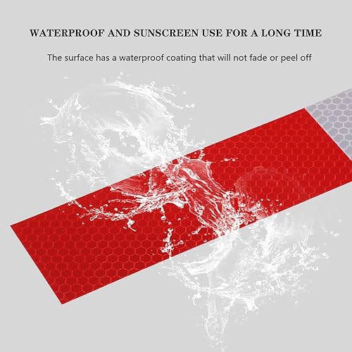 Miniatura 4 de Cinta reflectante de 2 x 12 pulgadas × 30 unidades rojo/blanco advertencia de advertencia de seguridad DOT-C2 cinta autoadhesiva reflector para