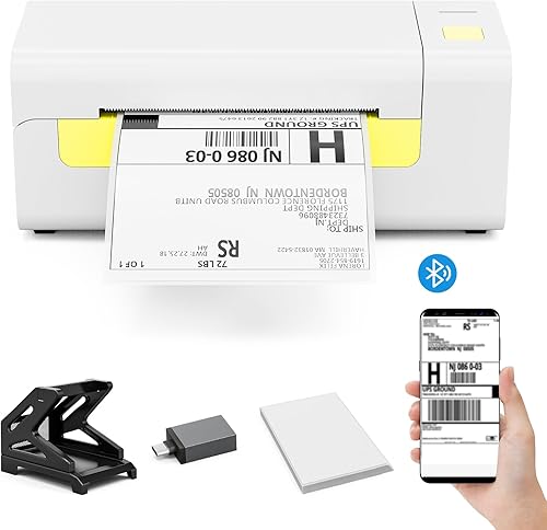 NOPAARD Impresora de etiquetas de envío Bluetooth térmica, impresora de etiquetas postales 4x6 para paquetes de envío Pequeña empresa