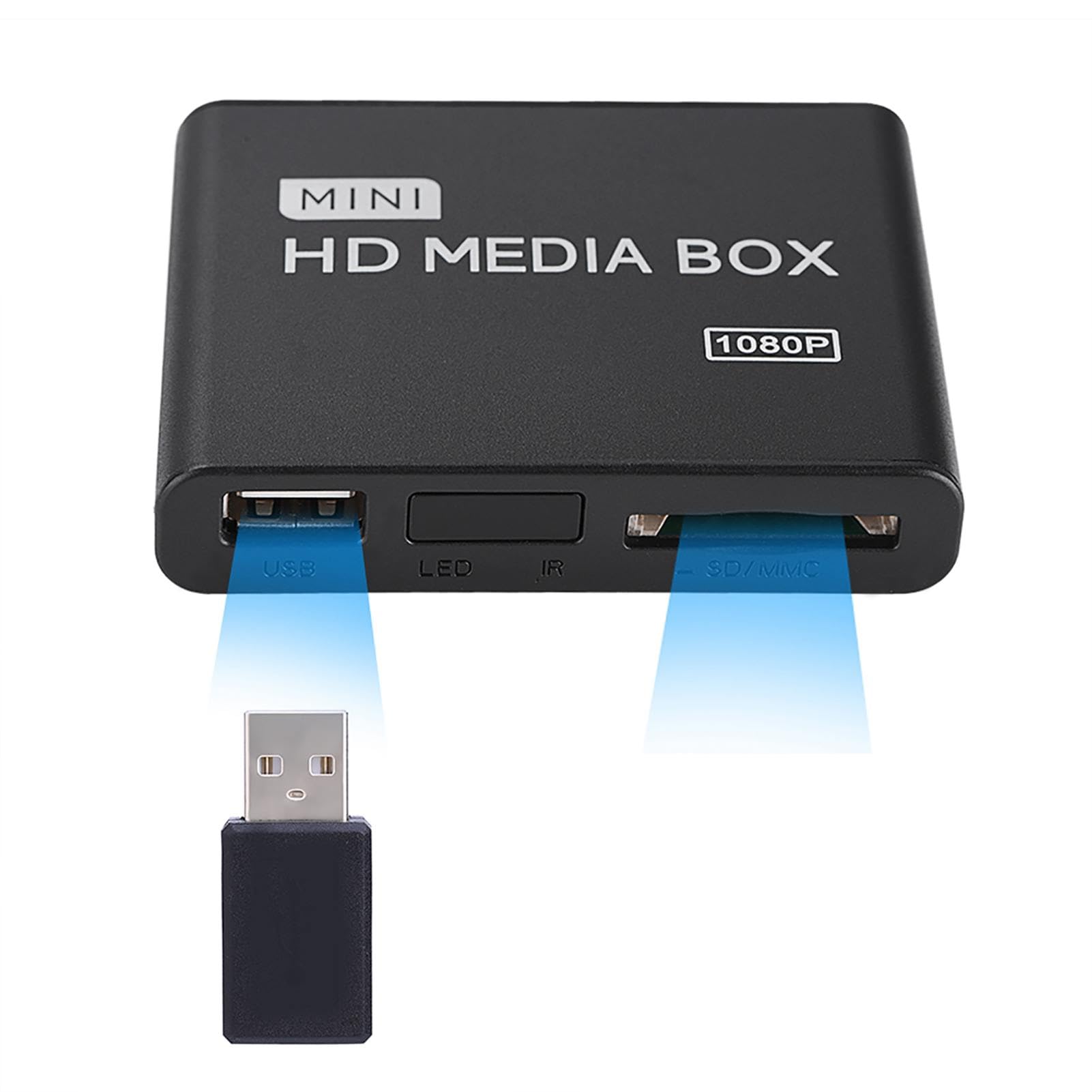 Full HD Mini Box, Odtwarzacz multimedialny 1080P, Odtwarzacz multimedialny Box, Obsługa USB, MMC, RMVB, MP3, AVI, MKV