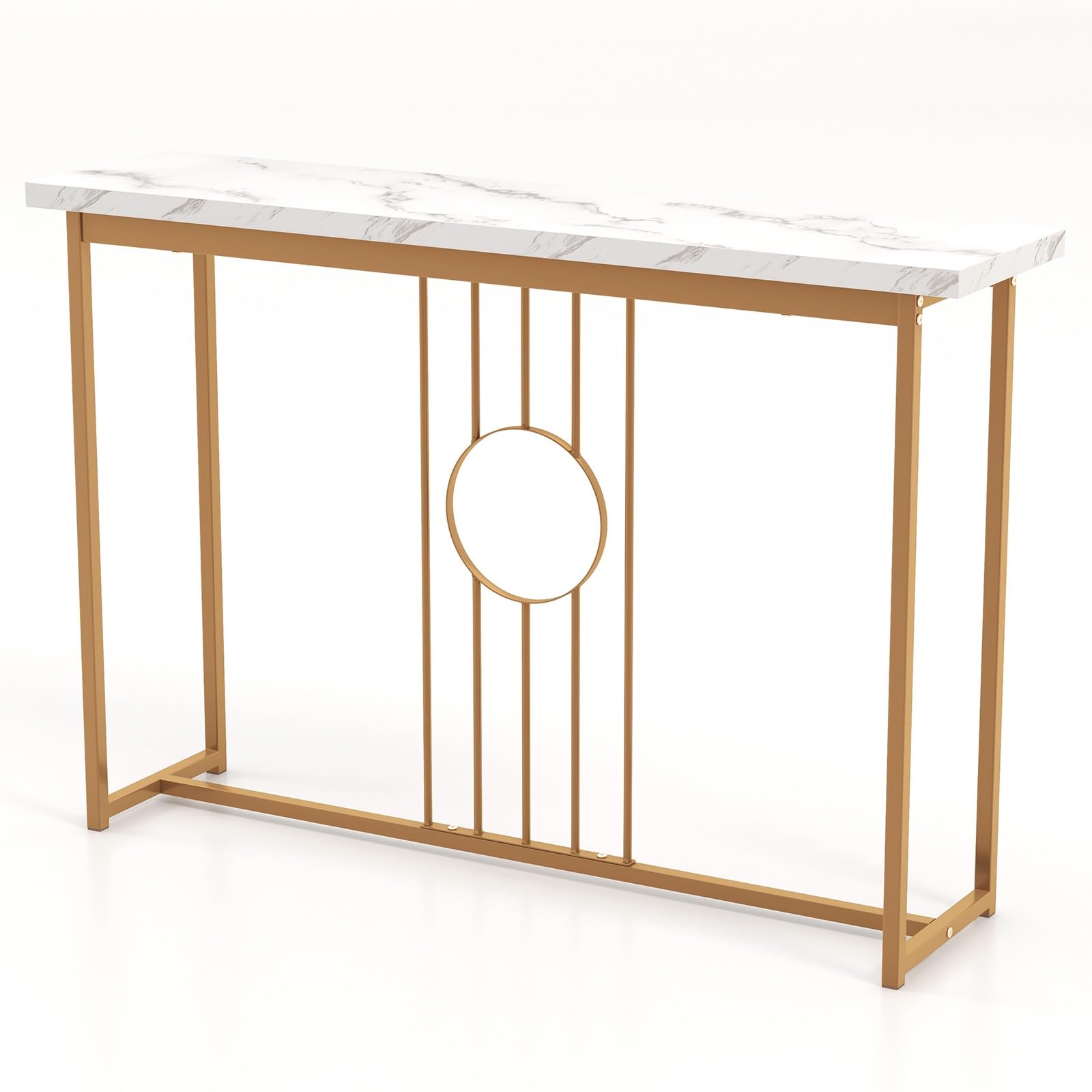 Multigot Console Table, Faux Marble Slim Long Couch Accent Table with Anti-tipping Device, Gold Metal Frame Behind Sofa Side Entryway Table for Hallway, Foyer, Living Room (120cm, Gold Line Frame) โ image 1