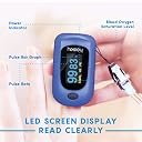 HesleyPulse Oximeter (SpO2) Blood Oxygen Saturation Monitor with Pulse Rate Measurements and Pulse Bar Graph. OLED Display, Blue gallery image