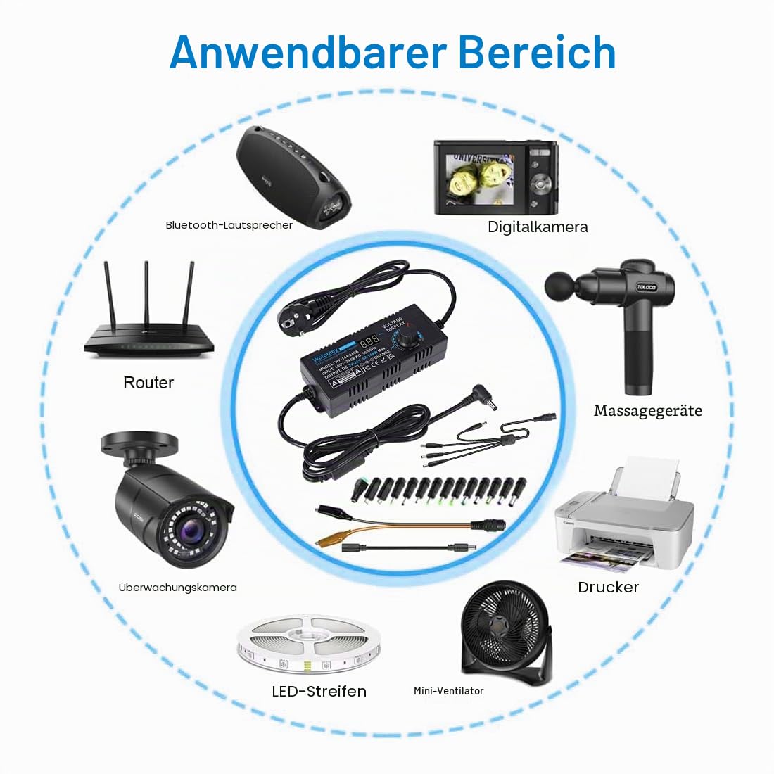 3V-24V 6A 144W Einstellbares Netzteil Universal Netzteiladapter Verstellbarer Netzadapter 100V-240V AC to DC mit LED Spannungsanzeige und 14 Tipps für Haushaltselektronik, 6000mA Max
