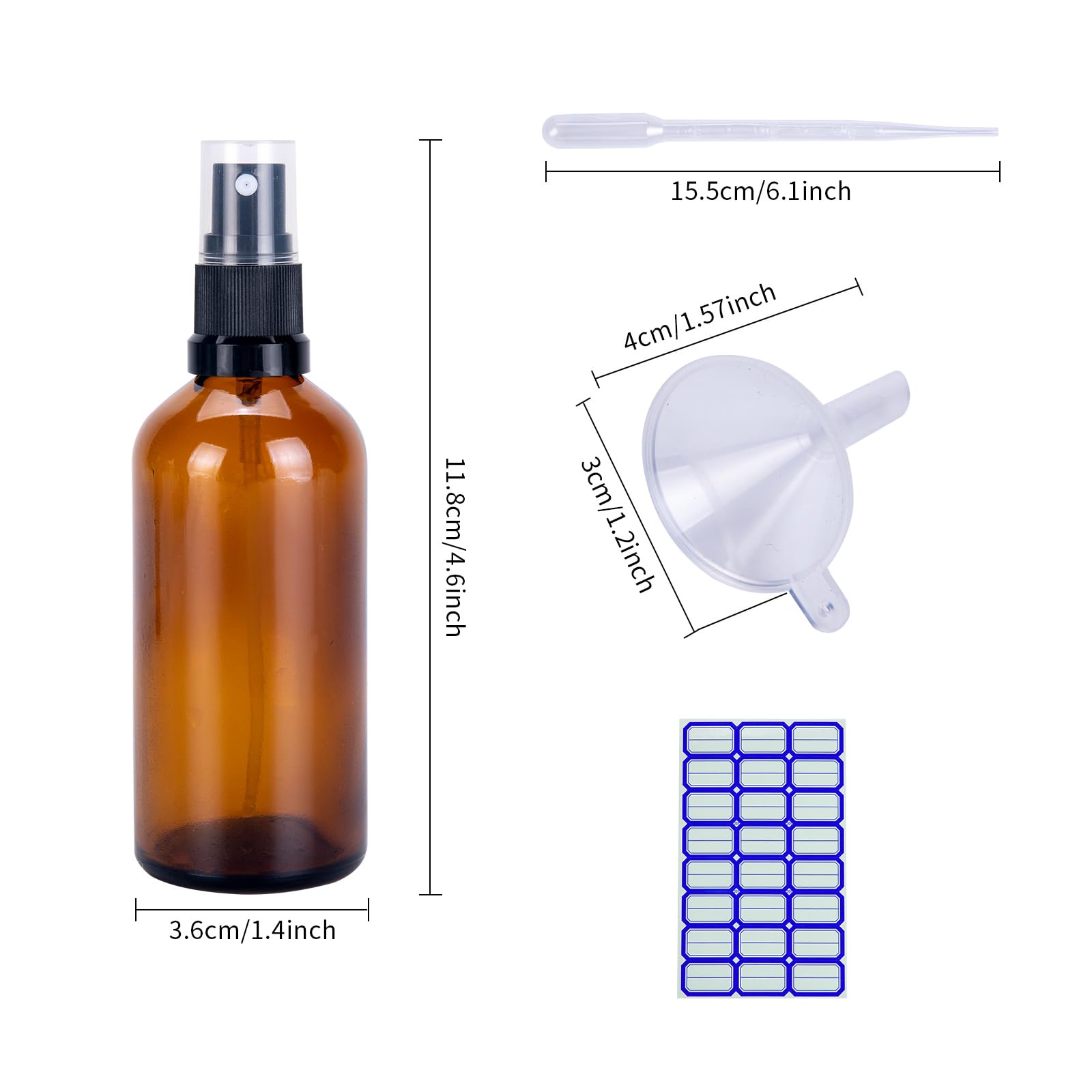 Flaconi spray vetro 50 ml, bottiglie marrone riempibili, nebulizzatore vuoto