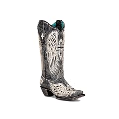 CORRAL LADIES BLACK CROSS WINGS OVERLAY STUDS SNIP TOE LEATHER SOLE WESTERN A4232