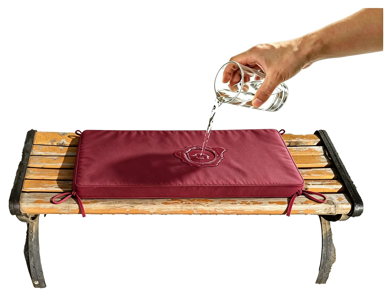 ILiemao Outdoor Swing Seat Cushions Waterproof 80% 5cm/1.9" Thick Outdoor Bench Cushion, Settee Couch Pads with Zipper Washable, Patio Swing Seat Cushion with Ties(Burgundy,160x40 cm 63x16 in)