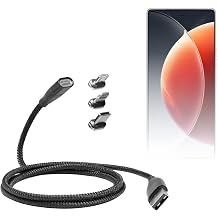 BoxWave Cable Compatible with Tecno Camon 30 Pro - MagnetoSnap PD AllCharge Cable 100W, Magnet Charging Braided USB Type-C Micro - Jet Black